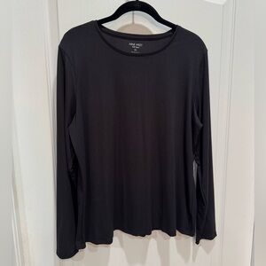 Nine West Soft Spun Black Long Sleeve Top Size XL NWOT
